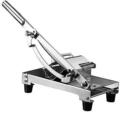 HUHJYUGE Frozen Meat Slicer Machine, Manual Meat Slicer Cutter Stainless Steel, Deli Food Slicer Adjustable Thickness M-Shaped Support Frame, for Home Cooking of Bbq Hot Pot