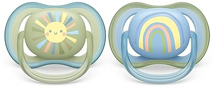 Philips Avent Ultra Air Schnuller: 2x leichte, luftdurchlässige Schnuller für 0-6 Monate ohne Bisphenol A, inkl. Sterilisatoretui (Modell SCF085/58)