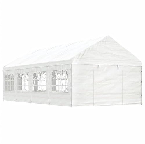ARKEM Pavillon mit Dach Weiß 8,92x4,08x3,22 m Polyethylen Garten Pavillion Party Zelt