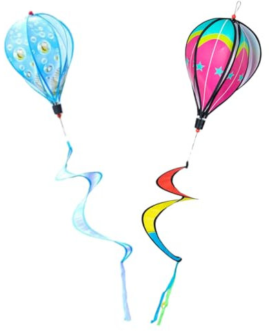 Happyyami 2stücke Windspiel Heißluftballon Hängedekoration Für Außenbereich Bunte Wetterfeste Windmühle Dekoratives Gartenzubehör Für Terrasse Garten Kindergarten Und Camping