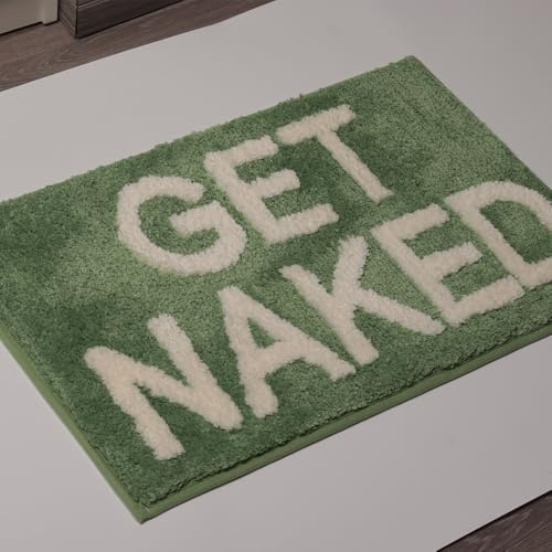 Get Naked Badematte, niedlich, salbeigrün, lustig, rutschfeste Badewannen-Dekor-Matten, rutschfeste Mikrofaser, saugfähiger Bodenteppich, Badteppiche