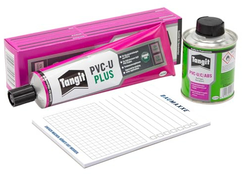 Tangit PVC-U Plus Klebstoff 125 g und PVC-U C ABS Reiniger 125 ml I wasserfestes PVC Rohr Reparatur Set zum Verkleben und Reinigen von Druckrohrleitungssystemen I für Poolbau I az077