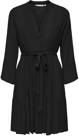 ONLY Damen Onlclemmentine Life Dress WVN Noos Zartes Kleid Mit V-Ausschnitt Und 3/4 Ärmeln, Black, Medium