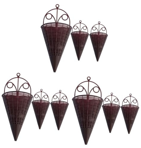 BCOATH Pflanzkorb Wand Rattan Blumenkorb Für Die Wand 9 Rattan Wandbehang Korbgeflecht Wandkorb Korb Wand Korb Weidenkorb Rattan Wandpflanzkorb Wand Hängekorb Pp
