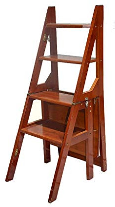 Wooden Folding Step Stool Chair - Portable Ladder Stool For Home Library - Multifunctional Stepladder Stairway Chair, Max capacity 150kg