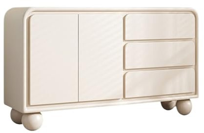 LICONG-2020 Seitenschrank Aufbewahrungsschrank mit Türen und Schubladen, Akzentschrank aus Massivholz, freistehendes Sideboard for Flur, Wohnzimmer, weiß Eckschrank(120 * 40 * 77.5cm)