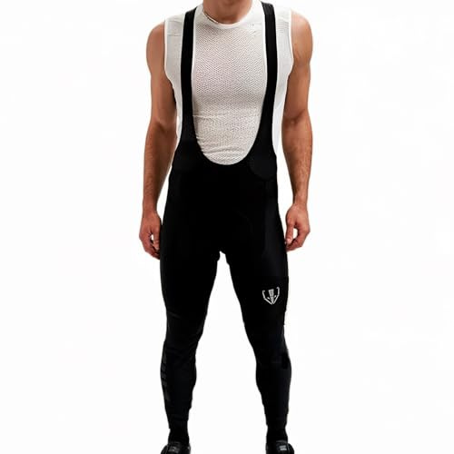 DACHS Winterradhose – Winter-Radhose mit Trägern - Atmungsaktive, Wasserabweisende, Reflektierende, Warme Radhose - Herren (DE/NL/SE/PL, Alphanumerisch, M, Slim, Regular, Schwarz)