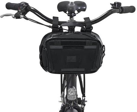 Johnny Urban Lenkertasche Fahrrad Damen Herren Schwarz - Nelson - 2 in 1 Fahrradtasche & Umhängetasche - 4 Liter - Crossbody Bag für Lenker Vorne - Wasserabweisend