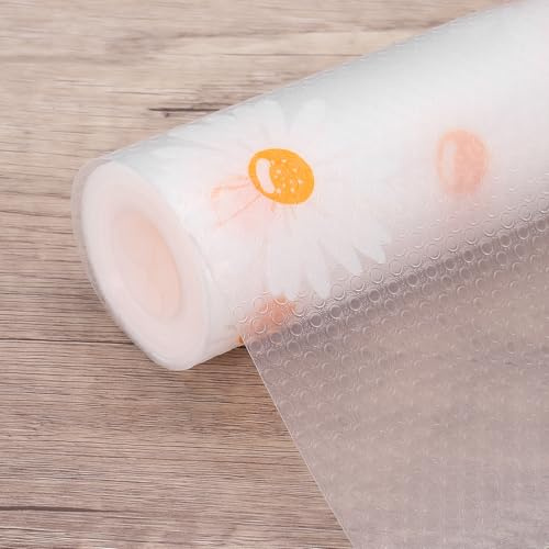 sourcing map Regaleinlage, 60 cm x 5 m, EVA, rutschfeste Schubladenmatten, wasserdicht, Blumenstruktur, Auskleidung für Küchenschränke, Schränke, Kühlschränke, Regale, transparent