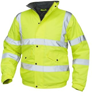 VELTUFF Waterproof Hi-Vis Bomber Jacket - Waterproof Work Jacket with Reflective Tape, High Visibility Safety Coat for Men, Ideal for Outdoor, Construction, and Warehouse Work