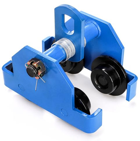 YOUEON Push Beam Trolley 2200 Lbs/1 Ton Load Capacity, Manual Trolley for I-Beam & H-Beam with Sturdy Dual Wheels, Adjustable Width 2.75-5.25, Heavy Duty Plain Trolley for Hoist and Lifting