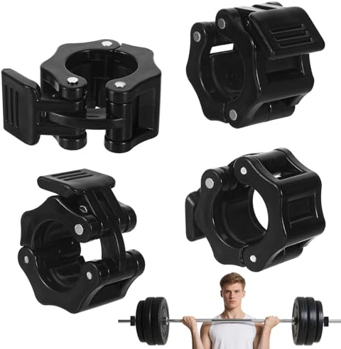 4 cierres de mancuernas, cierre rápido, mancuerna, 25 mm, liberación rápida para mancuernas largas, barra de pesas, abrazadera para deportes de fuerza, levantamiento de pesas, fitness, gimnasio (negro