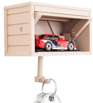 Genérico Portallaves De Garaje Para Coche, Soporte De Madera 3D Para Pared, Organizador De Llaves De Garaje, Gancho Para Colgar Sombreros Con Puerta Abatible, Ideal Para Decorar La Sala De Estar.