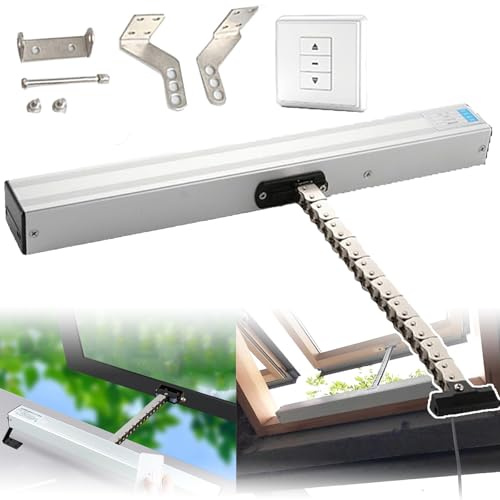 XSDAJSD Apriporta Elettrico a Catena per finestre da 300-1000 mm, apriporta Automatico a Catena con Telecomando e Interruttore, per finestre a Battente, lucernari, sfiati sul Tetto, 800 mm