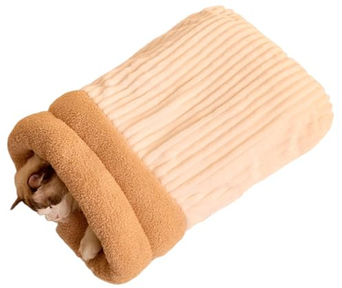 PURPLELILY Plüsch-Katzen-Winterschlafsack, weich, isoliertes Bett für kaltes Wetter, bequeme Haustierliege, Kuschelkissen, bequemes Bett