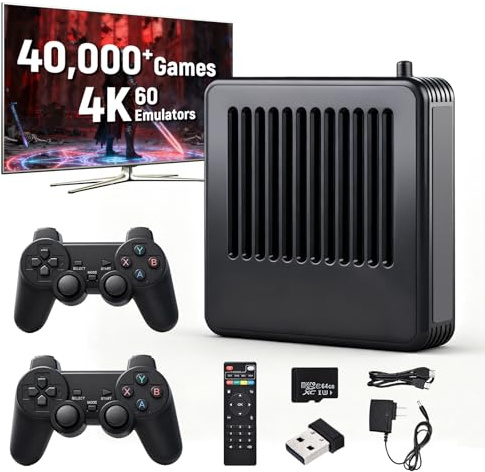 AUFGLO Console di Giochi Retro Retro Game StickOltre 40.000 giochi integrati, oltre 50 emulatori, output 4K, 2 controller wireless