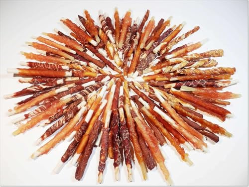 DriedDogTreats Natural Dog Treats Tripe Sticks Mix for Dogs 500g | 7 Variety Flavours in 1 Package - Chicken, Beef, Lamb, Duck, Rabbit, Pork & Salmon - Small, Medium & Large Dogs