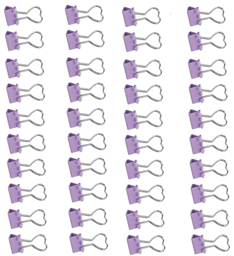Dokumentenklammern, Foldback-Klammern, Büroklammern, Büroklammern, Herzform, Ordner, Papier, Foldback, Schulbedarf, 40 Stück
