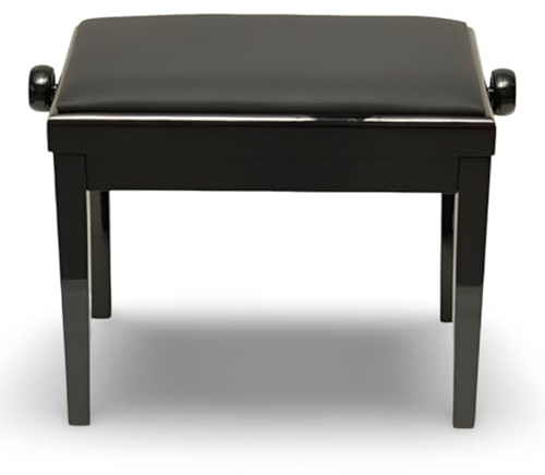 GPPD Pianobank Modell 3, Schwarz Hochglanz, Schwarze Skai-Sitzfläche, 555 x 335 x 480 mm