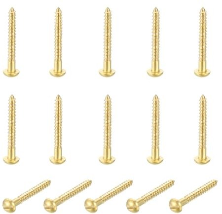 QUARKZMAN 15 Stück Messingschrauben M2 5 x 20mm Solide Bilderrahmen Gold | Holzschrauben Befestigungselemente, Schlitz Rundkopf, Für Möbelreparatur, Trockenbau Haushaltsgeräte