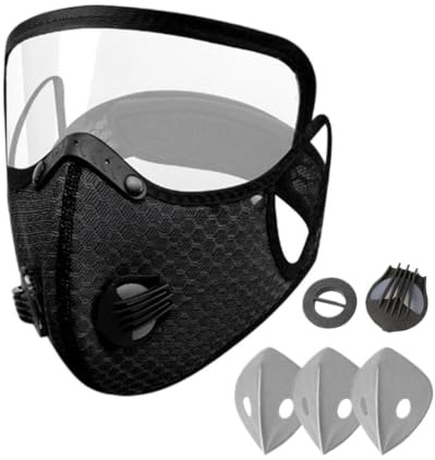 kinrguiyuez Staubmaske für Schleifarbeiten | Kohlefilter-Gesichtsbedeckung mit verstellbarer Schutzbrille | Staubmaske zum Mähen | Für den Außenbereich Hinterhof Industrie Schleifarbeiten Bauarbeiten