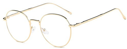 DAUCO Unisex Brille Retro Sixties Style Runde Metall Brillen Damen Herren