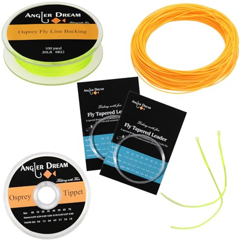 Orange Floating 6F WF Fly Fishing Line Kit 6WT Fly Fishing Line Leader Braided Backing Fish Line