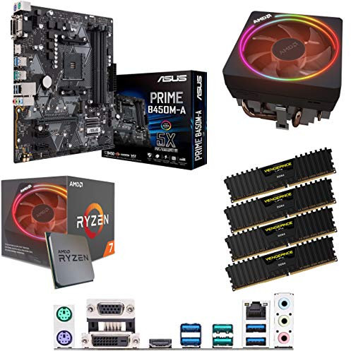 Components4All AMD Ryzen 7 2700X 3.7GHz (Turbo 4.3GHz) Eight Core Sixteen Thread CPU, ASUS Prime B450M-A Motherboard & 16GB 3000MHz Corsair DDR4 RAM Pre-Built Bundle