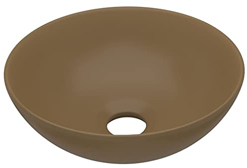 vidaXL Lavabo de Salle de Bain Rond Vasque à Poser de Toilette Lave-mains de Cuisine Salle Cosmétique Maison Intérieur Céramique Crème Mat