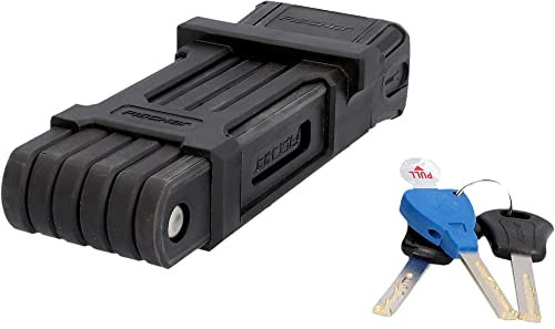 FISCHER Faltschloss PROTEC PLUS, Länge 85 cm, mit 3 Schlüsseln und Staubschutzkappe, aus Soft-Material, schwarz