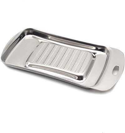 dragonaur-home decor - Grattugia in acciaio inox, cucchiaio zenzero aglio frantoio cucchiaio vassoio mini zenzero grattugia limone Zester formaggio rettifica strumento S rettangolo