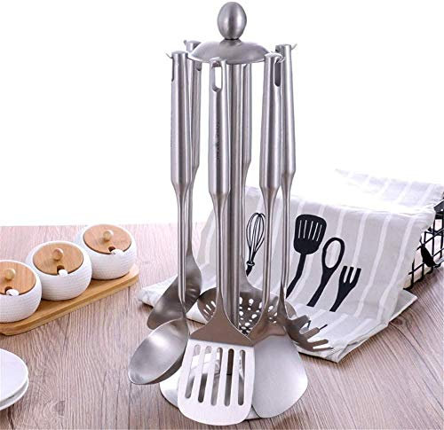 JWCN Kitchen Utensils Cooking Utensils Set Kitchen Utensil Set Cooking Utensils Stainless Steel Spatula Hollow Handle Soup Spoon Kitchenware Set 6pcs Silver Best Kitchen Tool Gadgets Uptodate