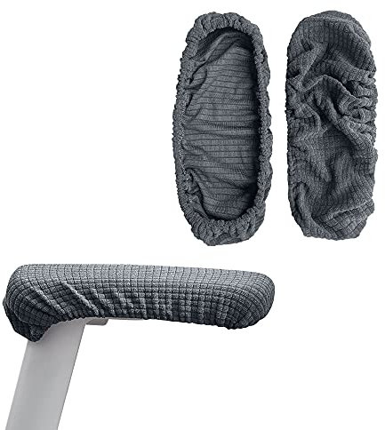 kwmobile 2x Hülle für Bürostuhl Armlehne - Bezug Husse Cover - Schutzhülle abnehmbar Schoner universal - in Dunkelgrau