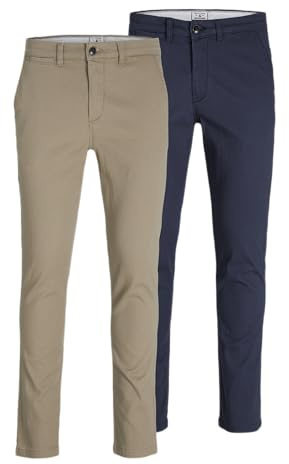 JACK & JONES Homme Jjimarco Jjdave AKM 2 Pack Noos Pantalon, Beige, 33W / 36L EU