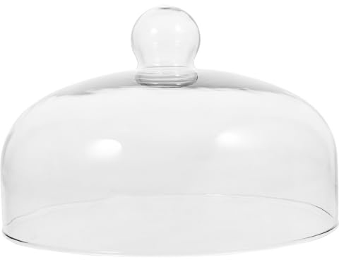 Happyyami Glass Cake Dome 10 Inch Large Transparent Food Cover Lead- Dustproof Protective Lid for Home Dessert Display