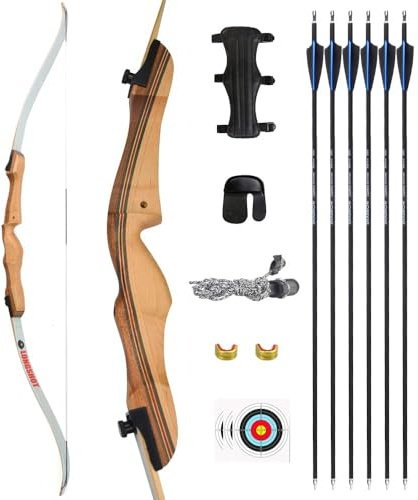 ZSHJGJR 68 Zoll Recurvebogen Set Takedown Sportbogen mit Carbonpfeil für Erwachsene Bogenschießen Wettkampfbogen für Anfänger Jagdbegeisterter (16lbs, Recurvebogen Set)