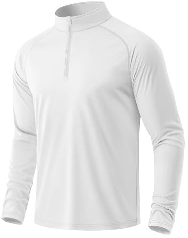 MAGCOMSEN Men's 1/4 Zip Long Sleeve T Shirt Sun Protection UPF 50+ Tops | Running Sports Gym Outdoor Top, Summer Quick Dry Lightweight Polyester T-Shirts