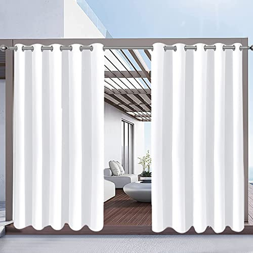 Rosnek Outdoor Vorhang Wetterfest mit Ösen,Outdoorvorhänge B 180×H 213cm Outdoor Vorhänge Wasserdicht Außenvorhang,Winddicht Balkon Gardinen für Terrasse,Pergola,Pavillon,1 Stück,Obere Ösen