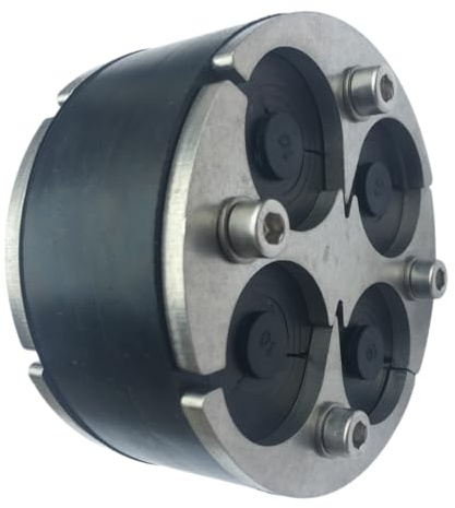 Ringraumdichtung DN100, geteilt, Ø 99–103 mm, für 4 Kabel 8–30 mm, mit Zwiebelring-System & Blindstopfen, gas- und wasserdicht, Mauerdurchführung, 100 mm