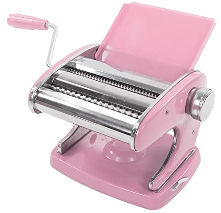 Alvinlite Pasta Maker Machine, Pasta Maker Multifunction Roller Noodles Maker with Stainless Steel Rollers and Cutter Household Manual Noodle Rolling Machine(pink)