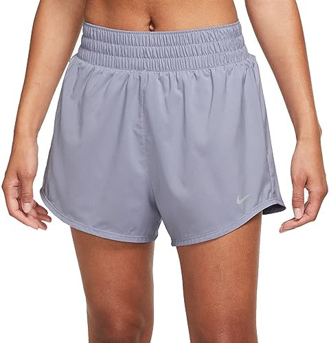 NIKE Damen W Nk One Df Mr 3in Br Shorts, Indigo Haze/Reflective SIL, S EU
