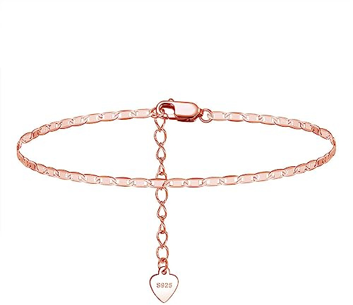 Cangall Silber Fußketten für Damen, 925 Sterling Silber Fußkettchen Armband, Sommer Barfuß Strand Fußspange, 20+6cm Verstellbar Silber Fußkette am Fußgelenk, Fashion Fußbändchen Knöchel-Kette