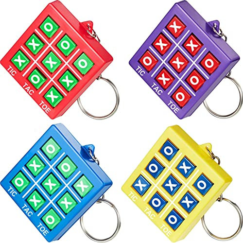 Otuuz 8 Portachiavi Tic Tac Toe Portachiavi per Mini Gioco Tris in Plastica con Clip per Zaino per Bambini 8 ai 12 Anni Festa di Compleanno Bomboniere, Colori Assortiti (Rosso, Blu, Giallo, Viola)