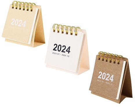 ABOOFAN Tischkalender 2024 3 Stück Mini-kalender Mini-monatskalender für Den Schreibtisch Dekorativer Ständer
