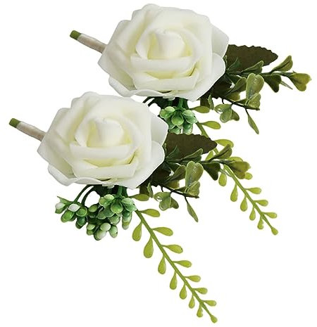 ABOOFAN 8stücke Hochzeits Corsagen Für Männer Elegante Ansteckblumen Aus Künstlichen Blumen Für Trauzeugen Und Hochzeitsfeiern Milchweiße Farbgestaltung Unvergessliche
