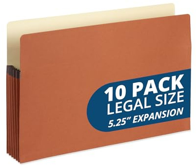 Blue Summit Expanding File Pocket Organizer, Legal Size, 5.25” Expansion – 10 Pack