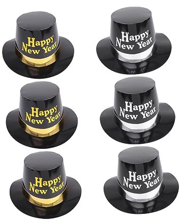 Abaodam 6 Stück Neujahrshüte Papier Weiß Gelb Partyzylinder Festliche Kopfbedeckungen Leicht Für Silvester Feier Cosplay Zubehör