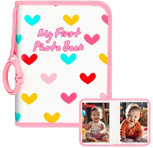 Baby Photo Book Holds 21 4x6 Photos, My First Photo Book for Baby or Toddlers, Baby Photo Album Soft Cloth Family Book, Cute Book Gift for Babies Shower Newborns Family Photos (love Pink)