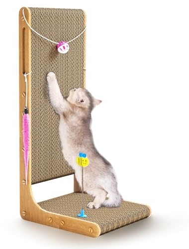 Katzenkratzer, 75 cm Katzenkratzbrett, Katzenkratzmatte für Indoor-Katzen, Kratzbäume für Indoor-Katzen, Katzenkratzer aus Karton mit Ballspielzeug, Katzenminze, X-Large