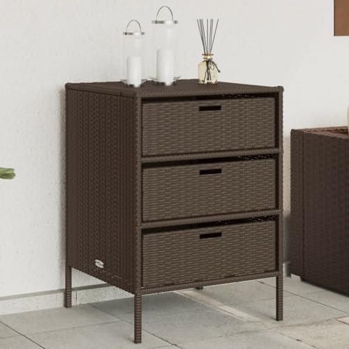 CIADAZ Gartenschrank Braun 55x59x80 cm Poly Rattan, Geräteschuppen, Gerätehaus, Wetterfest, Outdoor Schrank, Gartenhausschränke, Terrassenschrank - 365552
